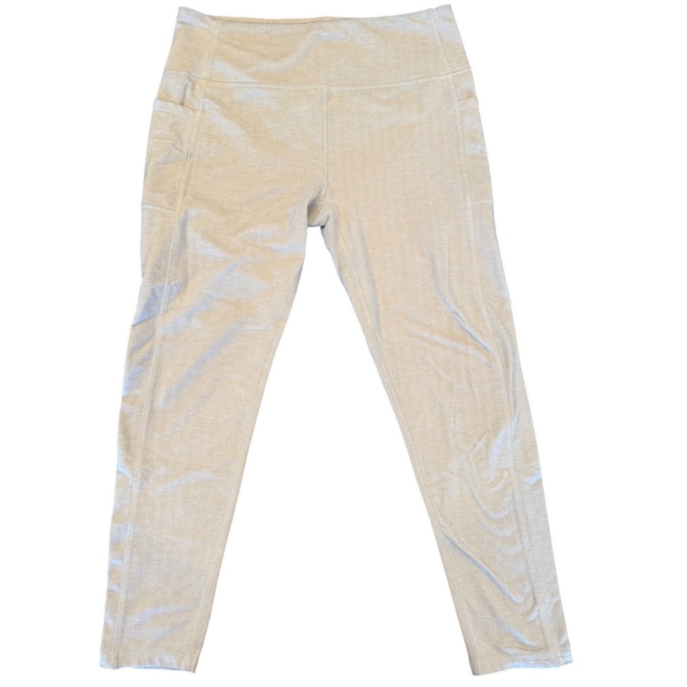 Kyodan Outdoor Womens XL Oatmeal Beige Herringbone High Waist Pocket Leggings